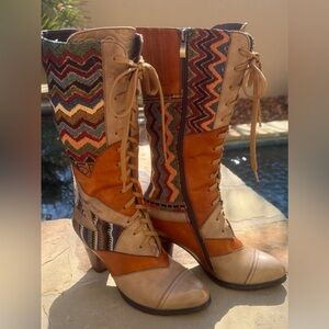 L'Artiste by Spring Step Malagie-Croco Tall Lace-Up Boots EU 38 / US 7.5–8